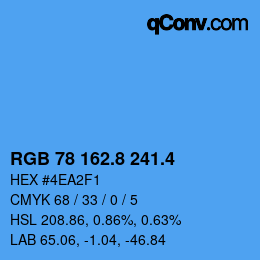 カラーコード: RGB 78 162.8 241.4 | qconv.com