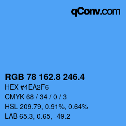 カラーコード: RGB 78 162.8 246.4 | qconv.com