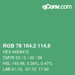カラーコード: RGB 78 164.2 114.6 | qconv.com