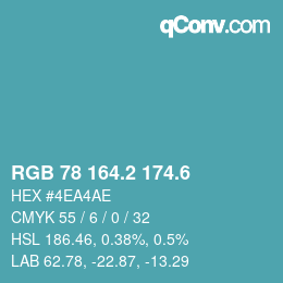 カラーコード: RGB 78 164.2 174.6 | qconv.com