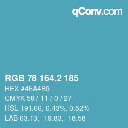 カラーコード: RGB 78 164.2 185 | qconv.com