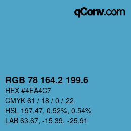 カラーコード: RGB 78 164.2 199.6 | qconv.com