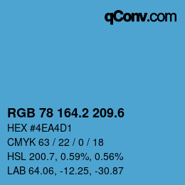 カラーコード: RGB 78 164.2 209.6 | qconv.com