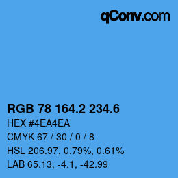 カラーコード: RGB 78 164.2 234.6 | qconv.com