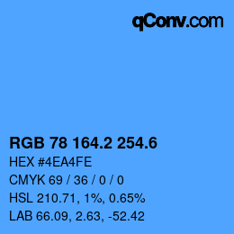 カラーコード: RGB 78 164.2 254.6 | qconv.com
