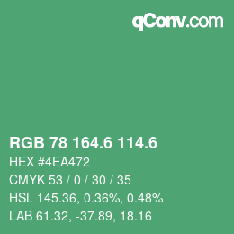 カラーコード: RGB 78 164.6 114.6 | qconv.com