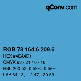 カラーコード: RGB 78 164.6 209.6 | qconv.com