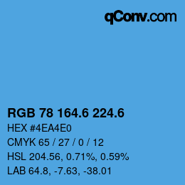 カラーコード: RGB 78 164.6 224.6 | qconv.com