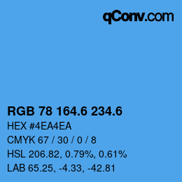 カラーコード: RGB 78 164.6 234.6 | qconv.com