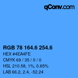 カラーコード: RGB 78 164.6 254.6 | qconv.com