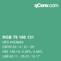 颜色代码: RGB 78 166 131 | qconv.com