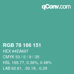 Farbcode: RGB 78 166 151 | qconv.com