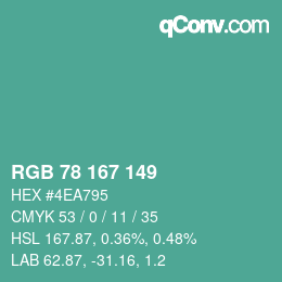 Farbcode: RGB 78 167 149 | qconv.com