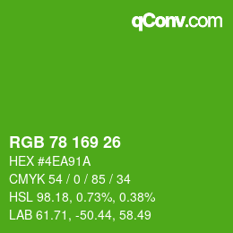 Color code: RGB 78 169 26 | qconv.com
