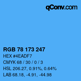 カラーコード: RGB 78 173 247 | qconv.com