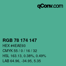 Farbcode: RGB 78 174 147 | qconv.com