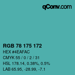 Color code: RGB 78 175 172 | qconv.com