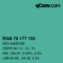 Color code: RGB 78 177 155 | qconv.com
