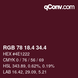 カラーコード: RGB 78 18.4 34.4 | qconv.com