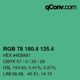 カラーコード: RGB 78 180.4 135.4 | qconv.com