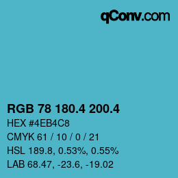 カラーコード: RGB 78 180.4 200.4 | qconv.com