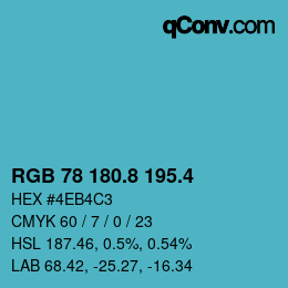 カラーコード: RGB 78 180.8 195.4 | qconv.com