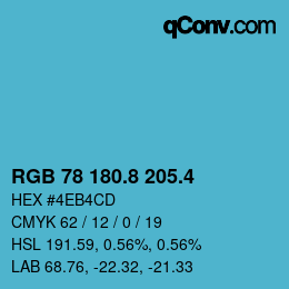 カラーコード: RGB 78 180.8 205.4 | qconv.com