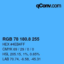 Color code: RGB 78 180.8 255 | qconv.com