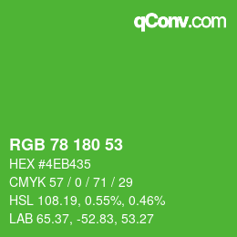 Color code: RGB 78 180 53 | qconv.com