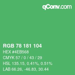 カラーコード: RGB 78 181 104 | qconv.com