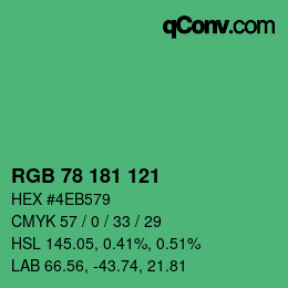 カラーコード: RGB 78 181 121 | qconv.com