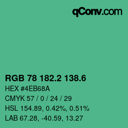カラーコード: RGB 78 182.2 138.6 | qconv.com