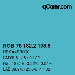 カラーコード: RGB 78 182.2 198.6 | qconv.com