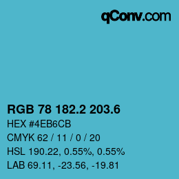 カラーコード: RGB 78 182.2 203.6 | qconv.com