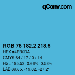 カラーコード: RGB 78 182.2 218.6 | qconv.com