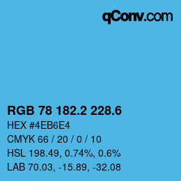 カラーコード: RGB 78 182.2 228.6 | qconv.com