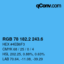 カラーコード: RGB 78 182.2 243.6 | qconv.com