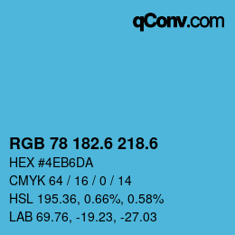カラーコード: RGB 78 182.6 218.6 | qconv.com