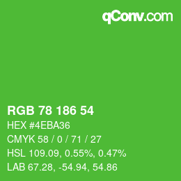 Farbcode: RGB 78 186 54 | qconv.com