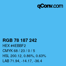 カラーコード: RGB 78 187 242 | qconv.com