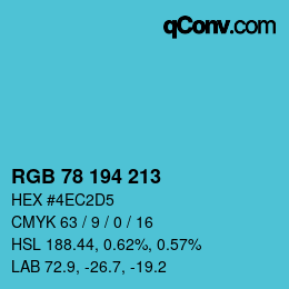 Farbcode: RGB 78 194 213 | qconv.com