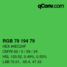 カラーコード: RGB 78 194 79 | qconv.com