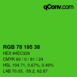 Color code: RGB 78 195 38 | qconv.com