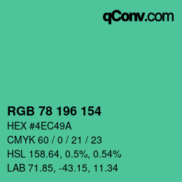 カラーコード: RGB 78 196 154 | qconv.com