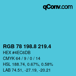 カラーコード: RGB 78 198.8 219.4 | qconv.com