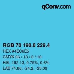 カラーコード: RGB 78 198.8 229.4 | qconv.com