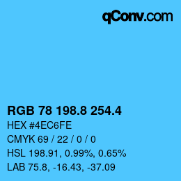 カラーコード: RGB 78 198.8 254.4 | qconv.com