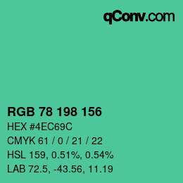 Color code: RGB 78 198 156 | qconv.com