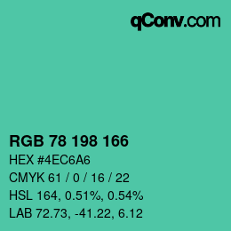 Color code: RGB 78 198 166 | qconv.com