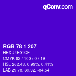 カラーコード: RGB 78 1 207 | qconv.com